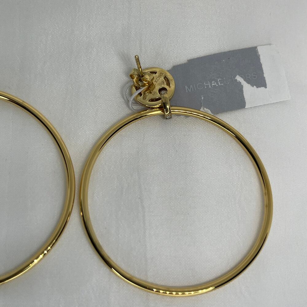 Michael Kors 14K Gold Vermeil Hoop Earrings CZ Statement Chic Women's Fashion - Picture 9 of 16